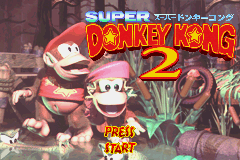 Super Donkey Kong 2 title screen for GameBoy Advance